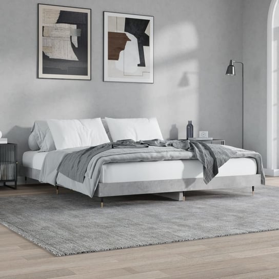 vidaXL Rama łóżka, szarość betonu, 140x200 cm, materiał drewnopochodny vidaXL