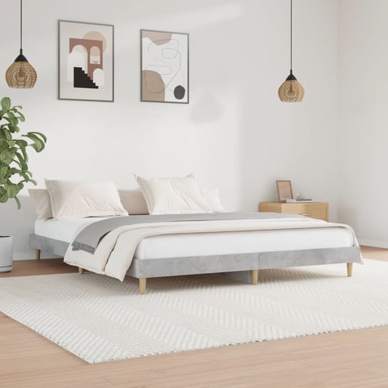 vidaXL Rama łóżka, szarość betonu, 200x200 cm, materiał drewnopochodny vidaXL