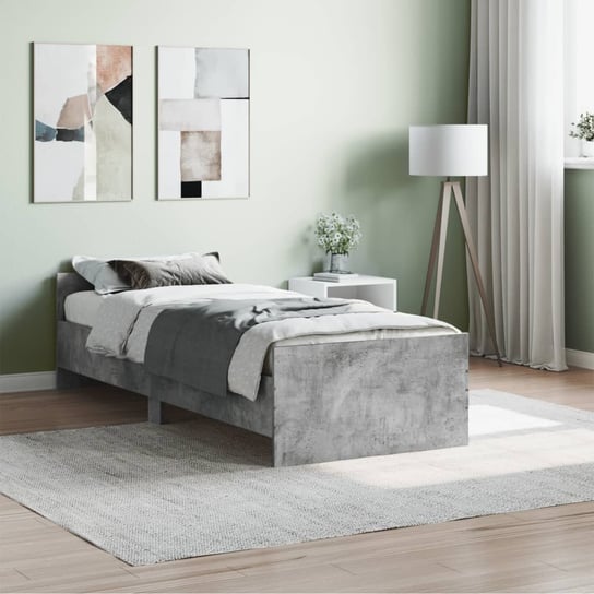 vidaXL Rama łóżka, szarość betonu, 75x190 cm, materiał drewnopochodny vidaXL