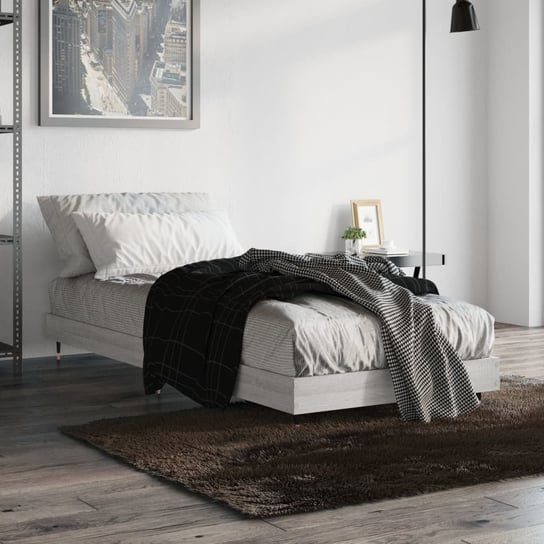 vidaXL Rama łóżka, szary dąb sonoma, 75x190cm, materiał drewnopochodny vidaXL