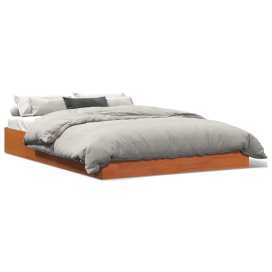 vidaXL Rama łóżka, woskowy brąz, 120x200 cm, lite drewno sosnowe vidaXL