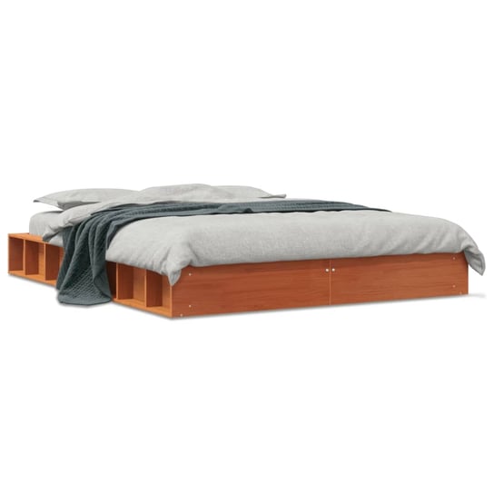 vidaXL Rama łóżka, woskowy brąz, 120x200 cm, lite drewno sosnowe vidaXL