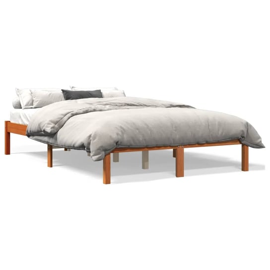 vidaXL Rama łóżka, woskowy brąz, 140x200 cm, lite drewno sosnowe vidaXL