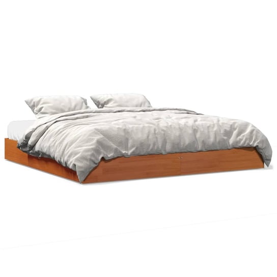 vidaXL Rama łóżka, woskowy brąz, 200x200 cm, lite drewno sosnowe vidaXL