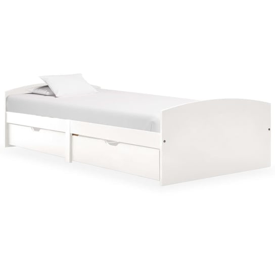 vidaXL Rama łóżka z 2 szufladami, biała, drewno sosnowe, 90 x 200 cm vidaXL