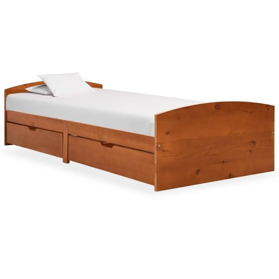 vidaXL Rama łóżka z 2 szufladami, miodowy brąz, sosna, 90 x 200 cm vidaXL