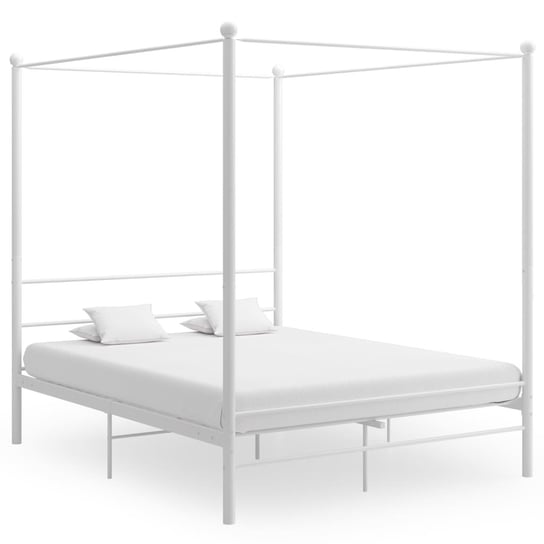 vidaXL Rama łóżka z baldachimem, biała, metalowa, 160 x 200 cm vidaXL