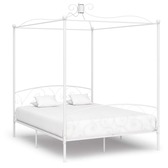vidaXL Rama łóżka z baldachimem, biała, metalowa, 180 x 200 cm vidaXL