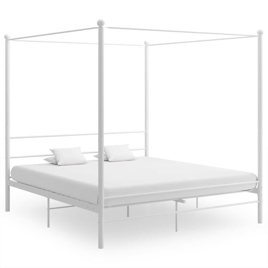 vidaXL Rama łóżka z baldachimem, biała, metalowa, 180 x 200 cm vidaXL