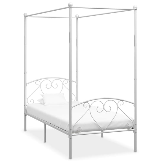 vidaXL Rama łóżka z baldachimem, biała, metalowa, 90 x 200 cm vidaXL