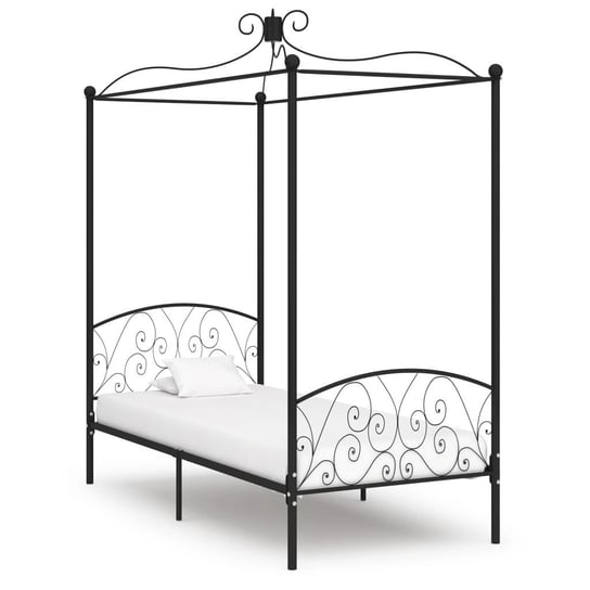 vidaXL Rama łóżka z baldachimem, czarna, metalowa, 100 x 200 cm vidaXL