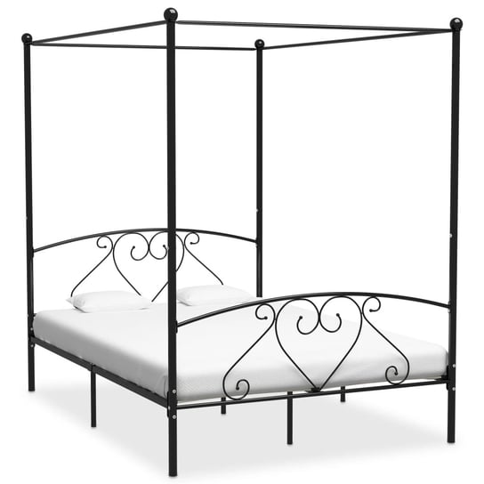 vidaXL Rama łóżka z baldachimem, czarna, metalowa, 140 x 200 cm vidaXL