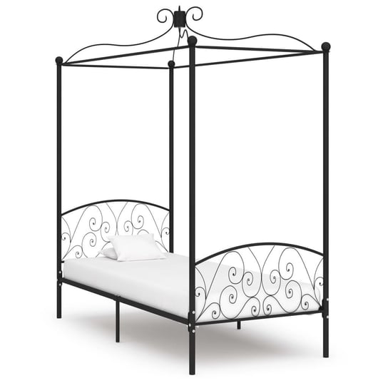 vidaXL Rama łóżka z baldachimem, czarna, metalowa, 90 x 200 cm vidaXL