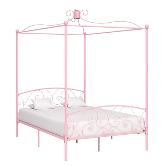 vidaXL Rama łóżka z baldachimem, różowa, metalowa, 120 x 200 cm vidaXL