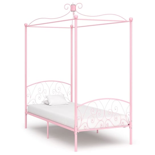 vidaXL Rama łóżka z baldachimem, różowa, metalowa, 90 x 200 cm vidaXL