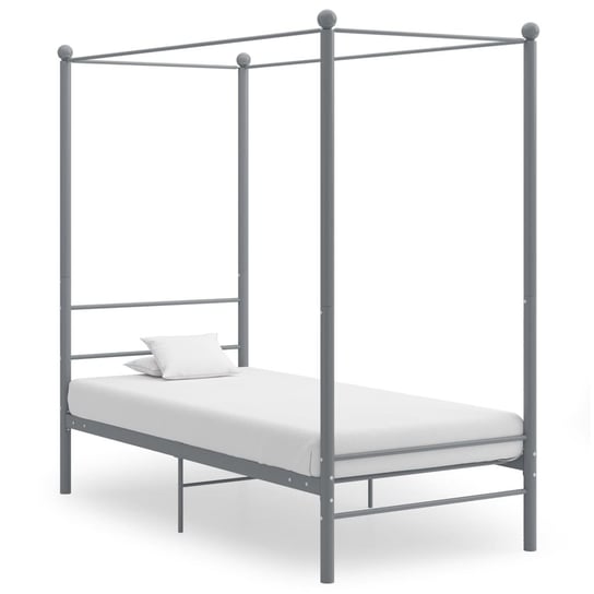 vidaXL Rama łóżka z baldachimem, szara, metalowa, 100 x 200 cm vidaXL