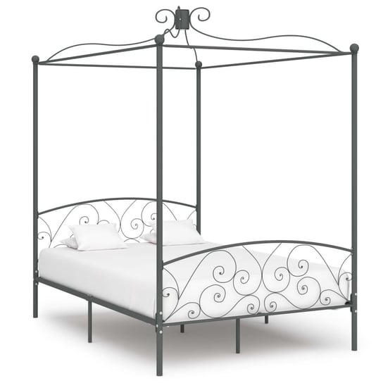 vidaXL Rama łóżka z baldachimem, szara, metalowa, 120 x 200 cm vidaXL