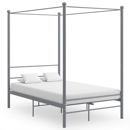 vidaXL Rama łóżka z baldachimem, szara, metalowa, 120 x 200 cm vidaXL