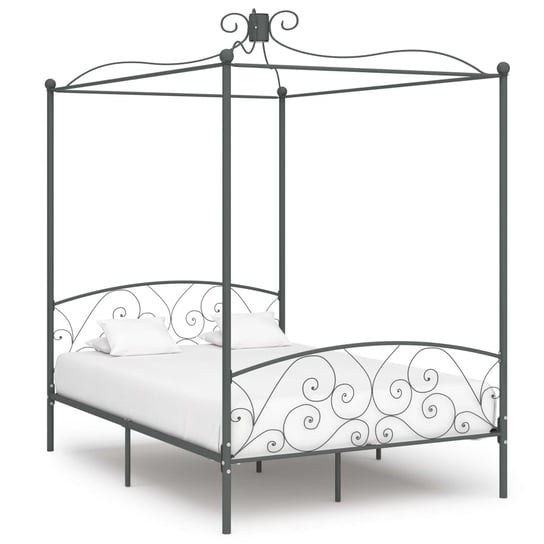 vidaXL Rama łóżka z baldachimem, szara, metalowa, 140 x 200 cm vidaXL