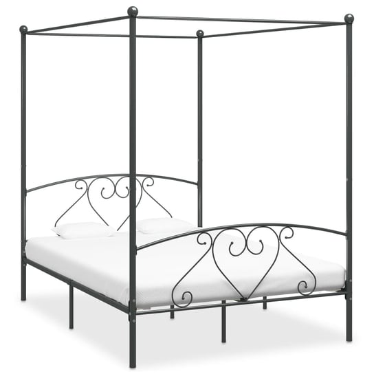 vidaXL Rama łóżka z baldachimem, szara, metalowa, 140 x 200 cm vidaXL