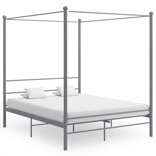 vidaXL Rama łóżka z baldachimem, szara, metalowa, 160 x 200 cm vidaXL