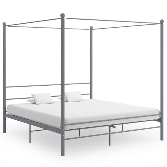 vidaXL Rama łóżka z baldachimem, szara, metalowa, 180 x 200 cm vidaXL