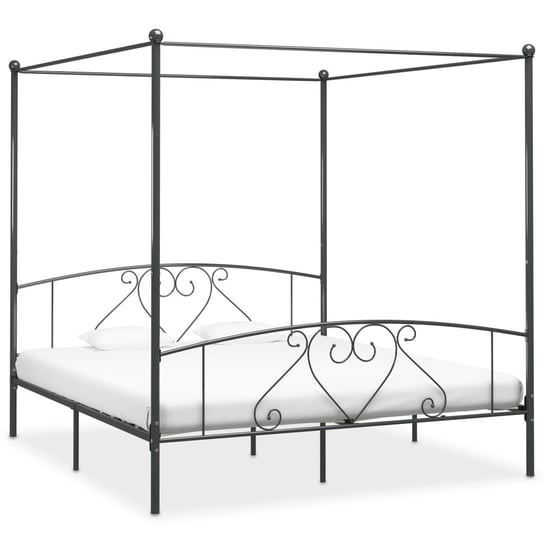 vidaXL Rama łóżka z baldachimem, szara, metalowa, 200 x 200 cm vidaXL