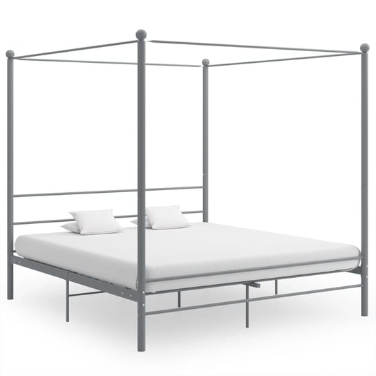 vidaXL Rama łóżka z baldachimem, szara, metalowa, 200 x 200 cm vidaXL