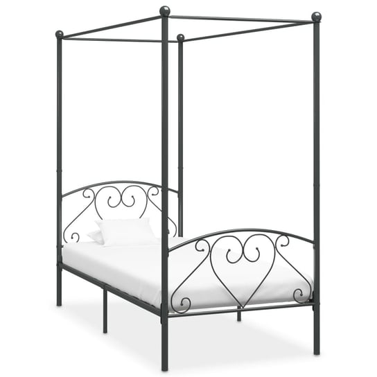 vidaXL Rama łóżka z baldachimem, szara, metalowa, 90 x 200 cm vidaXL