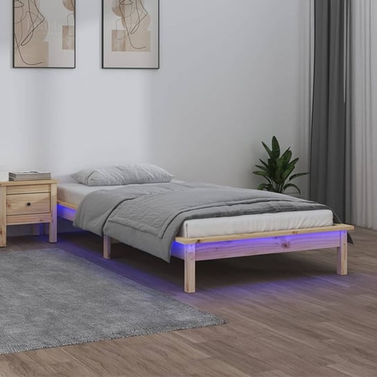 vidaXL Rama łóżka z LED, 100x200 cm, lite drewno vidaXL