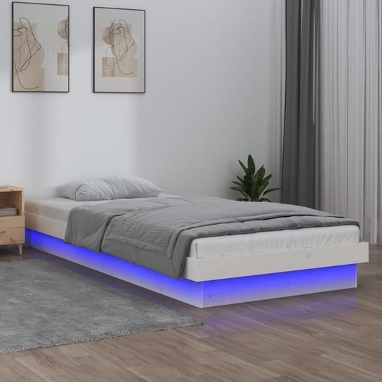 vidaXL Rama łóżka z LED, 90x200 cm, lite drewno vidaXL