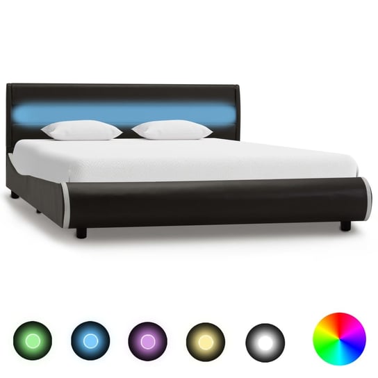 vidaXL Rama łóżka z LED, antracytowa, sztuczna skóra, 120 x 200 cm vidaXL