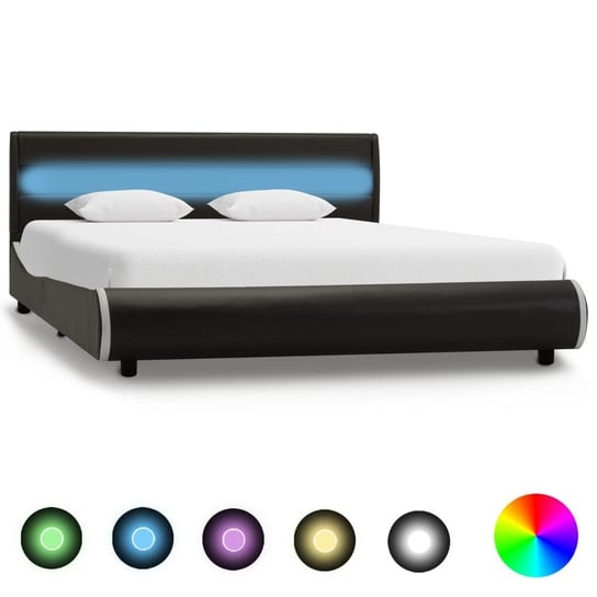 vidaXL Rama łóżka z LED, antracytowa, sztuczna skóra, 160 x 200 cm vidaXL