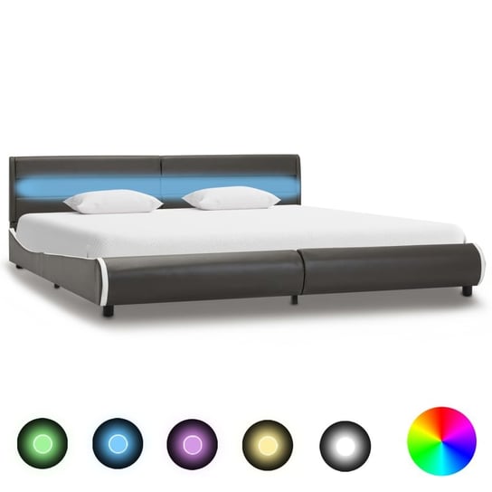 vidaXL Rama łóżka z LED, antracytowa, sztuczna skóra, 180 x 200 cm vidaXL