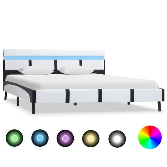 vidaXL Rama łóżka z LED, biała, sztuczna skóra, 120 x 200 cm vidaXL