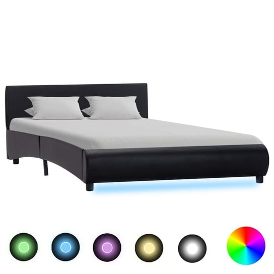 vidaXL Rama łóżka z LED, czarna, sztuczna skóra, 120 x 200 cm vidaXL