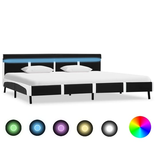 vidaXL Rama łóżka z LED, czarna, sztuczna skóra, 180 x 200 cm vidaXL