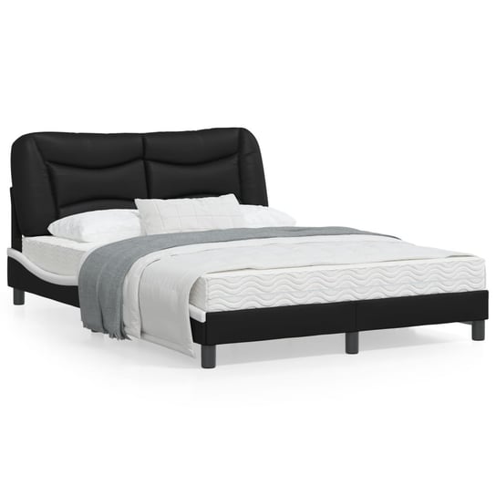 vidaXL Rama łóżka z LED, czarno-biała, 120x200 cm, sztuczna skóra vidaXL