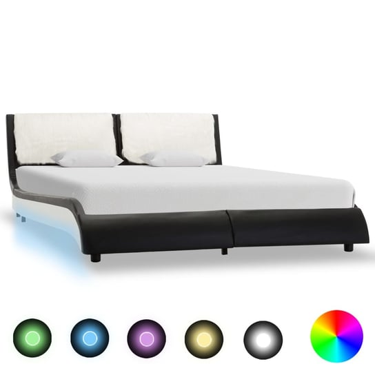 vidaXL Rama łóżka z LED, czarno-biała, sztuczna skóra, 120 x 200 cm vidaXL