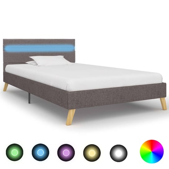 vidaXL Rama łóżka z LED, jasnoszara, tkanina, 100 x 200 cm vidaXL
