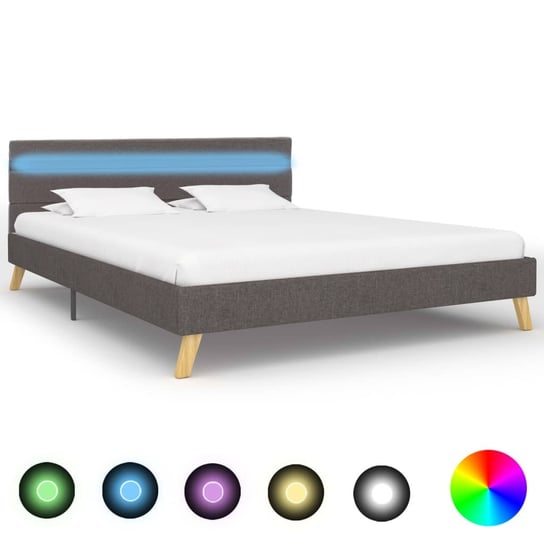 vidaXL Rama łóżka z LED, jasnoszara, tkanina, 120 x 200 cm vidaXL
