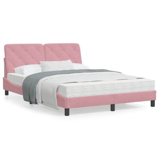 vidaXL Rama łóżka z LED, różowa, 140x200 cm, aksamitna vidaXL