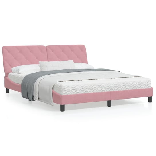 vidaXL Rama łóżka z LED, różowa, 160x200 cm, aksamitna vidaXL