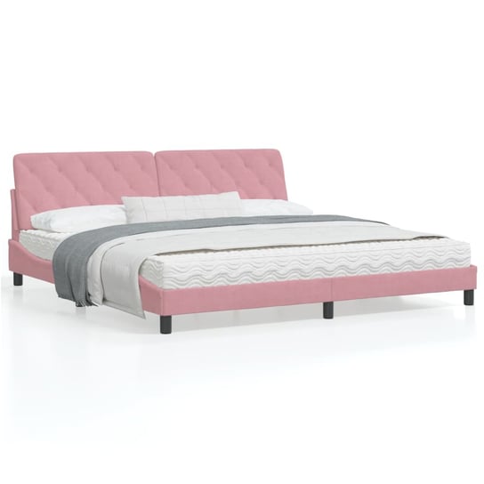 vidaXL Rama łóżka z LED, różowa, 200x200 cm, aksamitna vidaXL