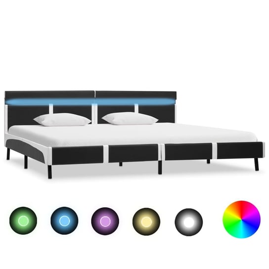 vidaXL Rama łóżka z LED, szara, sztuczna skóra, 180x200 cm vidaXL