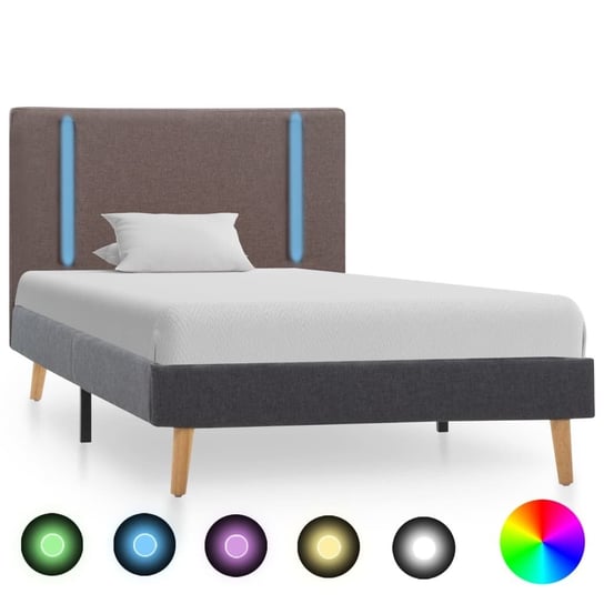 vidaXL Rama łóżka z LED, taupe-ciemnoszara, tkanina, 100 x 200 cm vidaXL