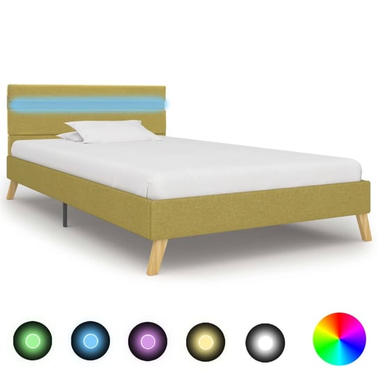 vidaXL Rama łóżka z LED, zielona, tkanina, 100 x 200 cm vidaXL