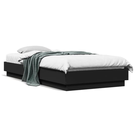 vidaXL Rama łóżka z oświetleniem LED, czarna, 90x200 cm vidaXL
