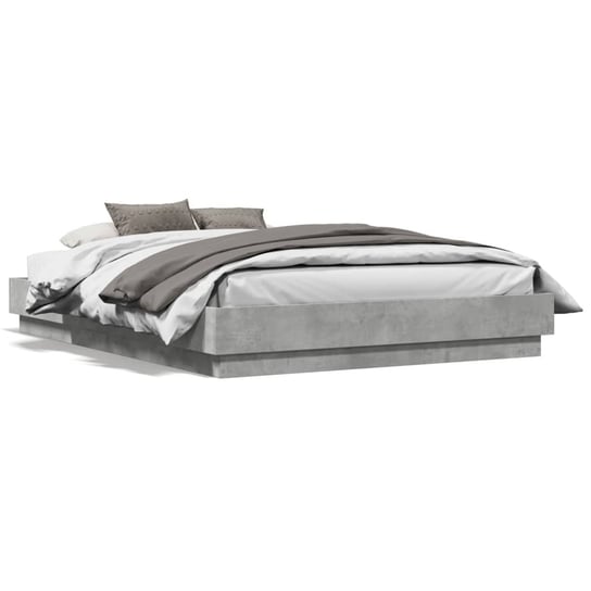 vidaXL Rama łóżka z oświetleniem LED, szarość betonu, 140x190 cm vidaXL