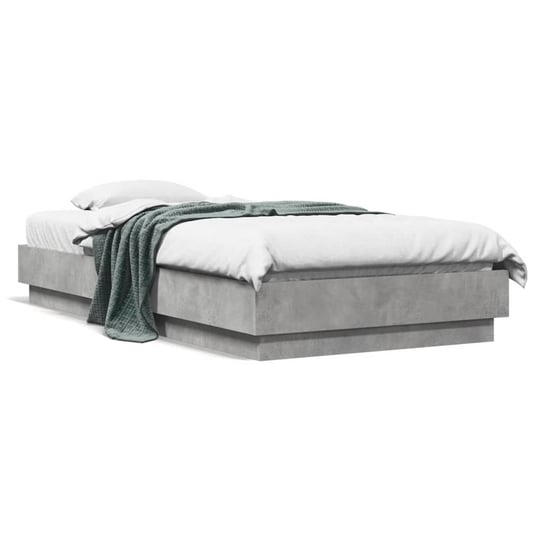 vidaXL Rama łóżka z oświetleniem LED, szarość betonu, 90x190 cm vidaXL